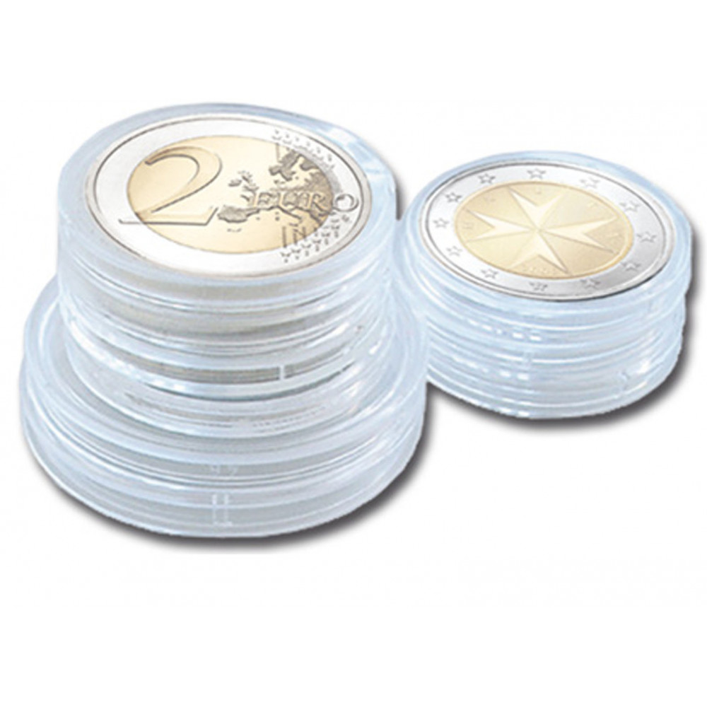 Capsule portamonete in Plexiglas misura da 26 mm. Ideale per monete da 2  euro- Capsule portamonete in Plexiglas misura da 26 mm Si