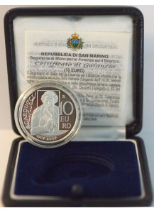 2007 - 10 Euro Carducci 100° Anniversario Argento Fondo Specchio San Marino