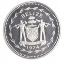 BELIZE 10 Dollars 1974 Crax rubra Argento Proof
