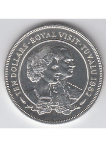 TUVALU  1982 10 Dollars Visita Reale  Peso 35g  925/..  Argento Fondo Specchio