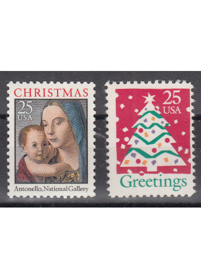 Stati Uniti 25c 1990  Albero di Natale e Quadro2 val.