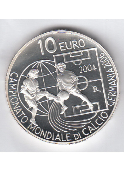 2004 SAN MARINO 10 Euro Ag Proof Campionato Mondiale Calcio 2006  Argento Fondo Specchio 