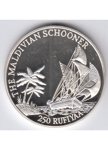 Maldive 250  rufiya 1990 Nave Goletta  Argento 925/.. 