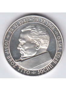 Jugoslavia  50 dinari 1968 25° Liberazione Tito Argento  Fondo Specchio Peso 20,00 grammi  Titolo 925/1000