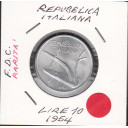 1954 Lire 10 Spiga fdc Italia
