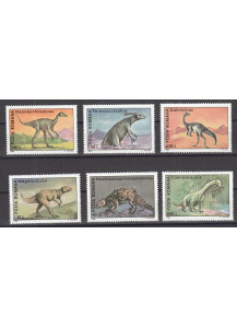 ROMANIA 1994 francobolli sui dinosauri serie completa nuova 6 vl.