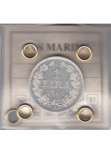 1906 1 Lira argento San Marino  Q/Fdc Sigillata Periziata REGALO 