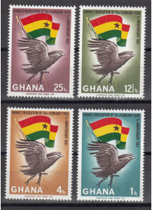Ghana 1967 Flora e Fauna Africana Nuova 4 val. Aquila