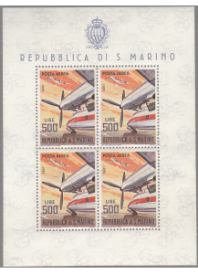 1965 - San Marino Foglietto Posta Aerea Aeroplani 4 v.