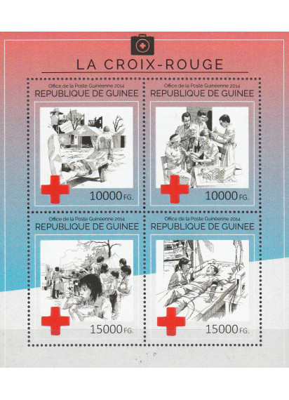 GUINEA Foglietto nuovo 2014 Croce Rossa e Contro la Malaria 