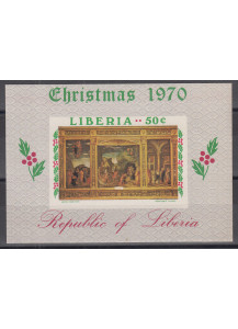 LIBERIA FOGLIETTO 1970 Natale Pitture Religiose Vergine