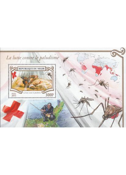 NIGER  Foglietto nuovo 2015 Croce Rossa e Contro la Malaria dentellato 1 v.