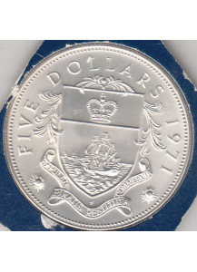 Bahamas Argento 5 Dollari 1971 FDC