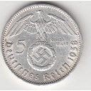 1938 - 5 Marchi argento Paul von Hindenburg con svastica Zecca A SPL