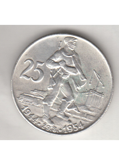 CECOSLOVACCHIA 1954  25 Korun  Argento Rivoluzione Slovacca Peso: 16,13 Grammi  Diametro: 34 mm.
