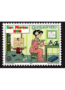 San Marino francobollo nuovo sulla striscia pubblicata sul corriere dei piccoli dedicata a Quadratino da lire 800
