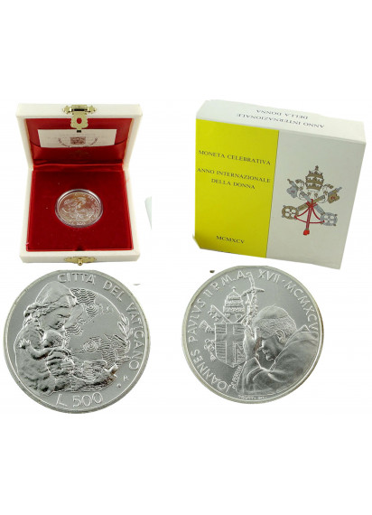 1995 Lire 500 Argento Anno Internazionale della Donna Giovanni Paolo II