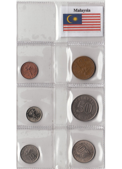 MALESIA set monete circolate in buona condizione da 1 - 5 - 10 - 20 -50 Sen + 1 Rinngit