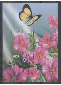 MALDIVE 1991 foglietto tematica farfalle Nuovo