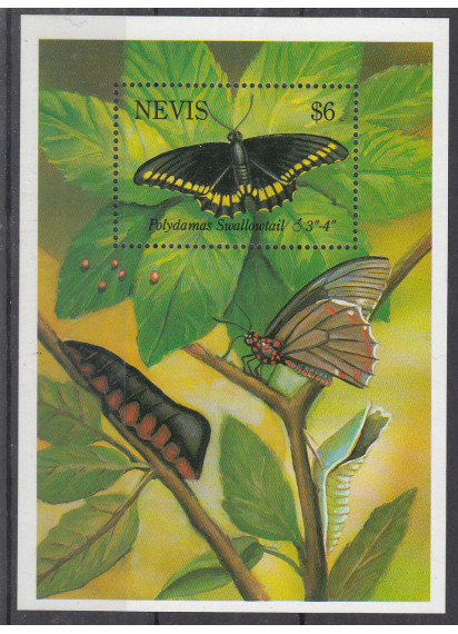 NEVIS 2001 Foglietto Farfalle e Bruchi