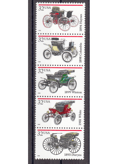 STATI UNITI  1995 francobolli serie nuova Auto D'epoca 5 v.