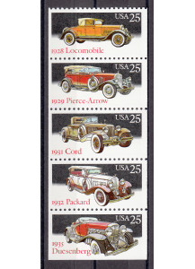 STATI UNITI  1996 francobolli serie nuova Auto D'epoca 5 v.
