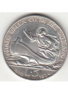 1933 - 1934 - 5 lire argento Vaticano Pio XI San Pietro sulla barca Giubileo Q/Fdc