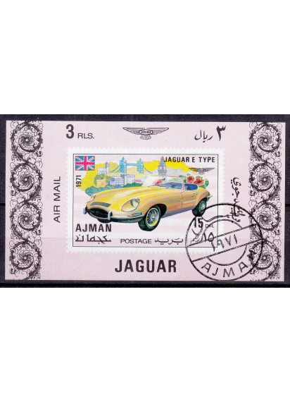 AJMAN 1971  foglietto Jaguar E 