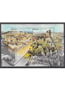 2016  Sheetlet MALTA  La Cittadella Joint Issue with San Marino First Tower
