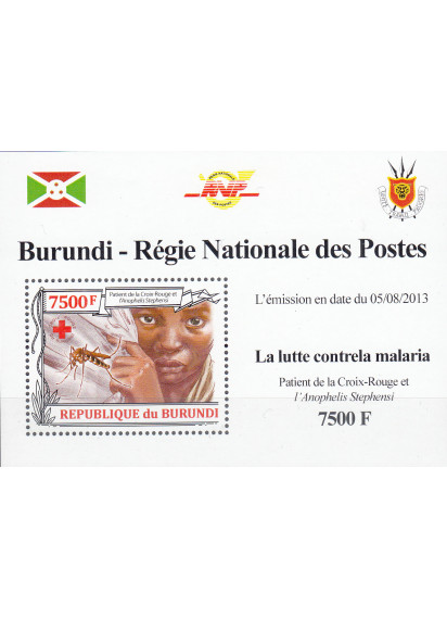 BURUNDI  Foglietto nuovo 2013 Croce Rossa e Contro la Malaria dentellato 1 v.