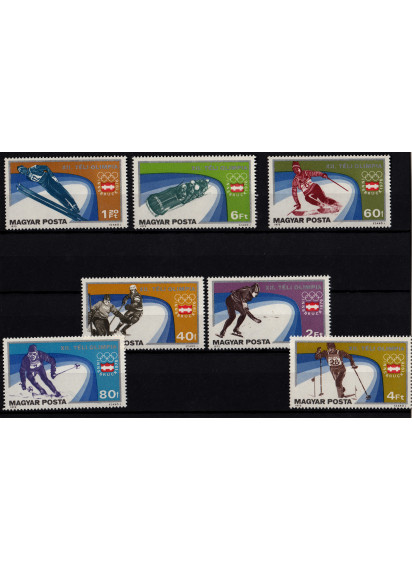 UNGHERIA 1976  francobolli serie completa nuova Olimpiadi Innsbruck Yvert Tellier 2472-8