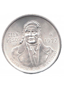 1977 - 100 Pesos 1977 Ag Morelos Pavon Spl+