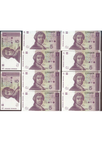CROATIA 10 X 5 Dinara 1991 Fior di Stampa