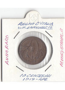 1919 10 Centesimi Ape Rara Vittorio Emanuele III