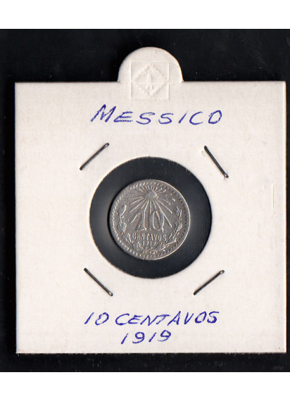 MESSICO 10 Centavos 1919 Argento Messico Liberty Cap BB