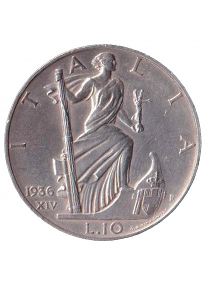1936 10 Lire Argento Impero Vittorio Emanuele III Sigillata Superba