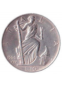 1936 10 Lire Argento Impero Vittorio Emanuele III Sigillata Quasi FDC