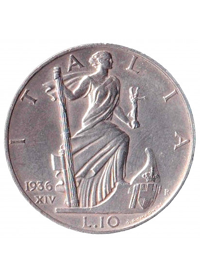 1936 10 Lire Argento Impero Vittorio Emanuele III Sigillata Quasi FDC