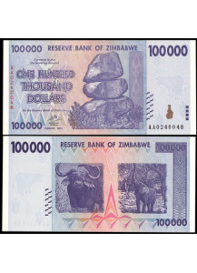 ZIMBABWE 100.000 Dollars 2008 Fior Di Stampa