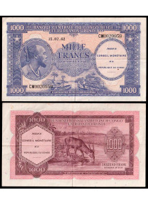 CONGO BELGA 1000 FRANCS 1962 BB+ Rara