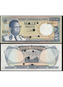 Congo Repubblica democratica 1000 Francs 1964 Obliterato Fds