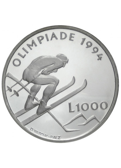 1994 - San Marino  1000 Lire  Olimpiadi Di Lillehammer Ag Proof