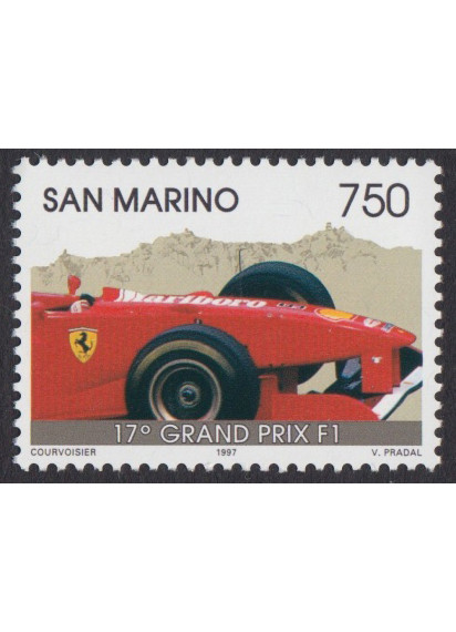 San Marino 1997 francobollo dedicato alla Ferrari 17° Grand Prix nuovo