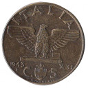 1943 - Regno Italia Vittorio Emanuele 5 cents Rara Q/Spl
