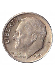 1946 - 10 Cents (Dime) Argento Dollaro Stati Uniti Roosevelt  Dime BB+