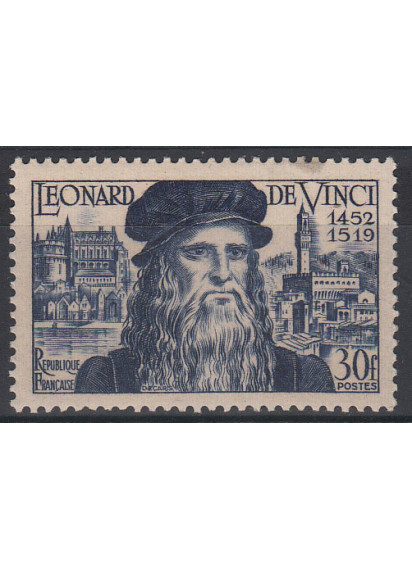 1952 5° Centenario nascita di Leonardo da Vinci Unificato 929 Integro