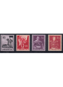 1958 Serie Storica Tipi del 1941 in colori cambiati Unificato 4 Valori 612-5 Integri 