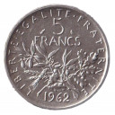 1962 - 5 Francs Argento Francia "Semeuse" Fior di conio