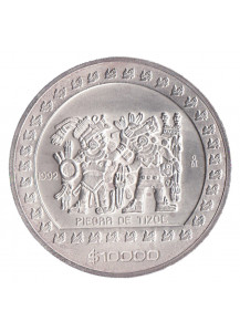 MESSICO 10.000 Pesos 1992 Ag 5 Once Piedra de Tizoc Fdc
