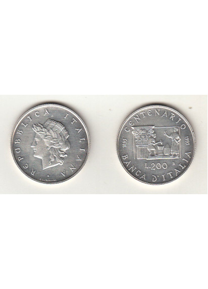 1993 - Lire 200 Argento Centenario Banca D'Italia